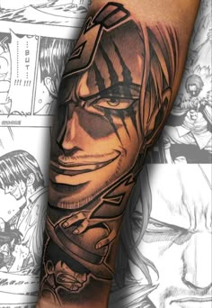 Shanks Tattoos Ideas, Shanks Tattoos, Monkey D Luffy Tattoo, One Piece Tattoo Design, Luffy Tattoo Ideas, Charlie Tattoo, Mj Tattoo, One Piece Tattoo Ideas, Piece Tattoo Ideas