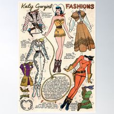 an old fashion poster with women's clothes and accessories