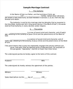 sample marriage contract form is shown in this document, it shows the same amount as an actual