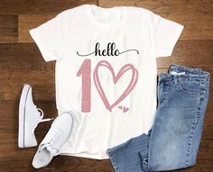 Hello Ten 10th Birthday Shirt - Hello 10th - Birthday Gift For Girls - Birthday Party Shirt - 10 birthday gift ---------------- THE ITEM: ✧ 100% Cotton ✧ Classic unisex Fit 📦 PRODUCTION TIME & SHIPPING ✧ Most orders are prepared within 24-48 hours. ✧ Item is shipped via regular mail (NO tracking is provided). ✧ If you haven't receive your order within the estimated time, please contact me asap, I will be happy to help. ✧ On a deadline? Upgrade is available at checkout. Age 10 Birthday Party Ideas, Perfect 10 Birthday Party Theme, 10th Birthday Party Themes, 10 Birthday Party Girl Ideas, Tenth Birthday Party Ideas, 10 Birthday Ideas, 10th Birthday Ideas, 10th Birthday Party Ideas, 10th Birthday Girl