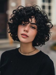 Short Curly Hair Thick, Short Curly Haircut With Bangs, Women Short Curly Haircuts, Pixie Cut Curly Hair Round Face, Curly Hair Short Styles, Haircuts For Fat Faces And Double Chins, Curly Haircut Short, Curly Punk Hair, Bob Hairstyles For Curly Hair