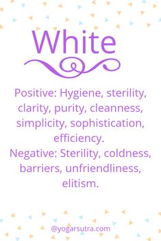 a white and purple quote with the words positive hygiene, sterility, clarity, purify, cleanness,