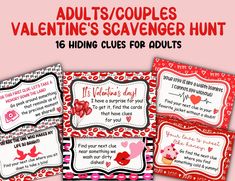 valentine's day scavenger hunt for adults with hearts and cupcakes