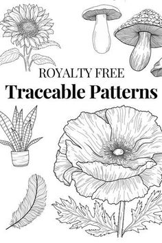 Try these traceable patterns that are royalty free! Cute patterns in an outline form making them perfect for your next pyrography project idea! Wood Burning Flower Designs, Wood Burn Flowers Design, Wood Burning Flowers Pattern, Pyrography Patterns Free Printable, Wood Burning Stencils Printables, Stencils For Hat Burning, Wood Burning Patterns Stencil Free Printable Templates