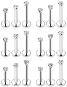 PRICES MAY VARY. [ITEM CONTAIN]: You Will Receive 18 Pieces Cartilage Earrings Lip Rings Piercing Jewelry, All Of Them Are Beautiful And Elegant, Multiple Choices For Meeting Your Various Needs. [PRODUCT SIZE]: Lip Ring Gauge: 14g=1.6mm, Bar Length: 6mm 8mm 10mm; CZ Size: 2MM. Color: Silver. [SAFETY MATERIAL]: Made Of 316L Surgical Steel, Smooth Polished Surface, Safe And Durable. Very Flexible And Comfortable. [SUITABLE FOR USE]: These Piercing Jewelry Can Be Used For Lip rings, Labret Jewelry, Nose Stud Sizes, Medusa Piercing Jewelry, Lip Piercing Ring, Labret Ring, Labret Jewelry, Nostril Piercing, Lip Rings, Forward Helix Piercing, Helix Piercing Jewelry