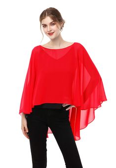 PRICES MAY VARY. MATERIAL: soft chiffon. lt covers arms and shoulders avoid the sunlight. Compared to a normal scarf, you can swing your arm freely without worrying that he will slip down. This elegant cape is made of a upgraded chiffon designed with love and can be worn with jeans, leggings, skirts or harem pants, sleeveless dress, bikini. Great for wedding and evening wear. Tips:Hand wash and then iron it at a low temperature. We strictly inspect the package before shipment. If you have any question about this shrug cardigan, please contact us and we will provide you with a free replacement or refund soon. Please allow slight color difference due to display, light, camera and other reasons

If you have any questions,please contact us. Dress With Cover, Chiffon Capelet, Outer Shoes, Elegant Cape, Red Chiffon Dress, Red Chiffon, Shrug Cardigan, Poncho Cape, Women's Cover Up