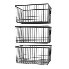 two metal baskets sitting side by side on top of each other in front of a white background