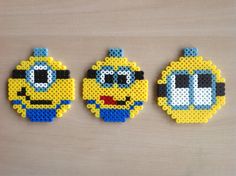 three pieces of lego art made to look like minion and spongebob characters