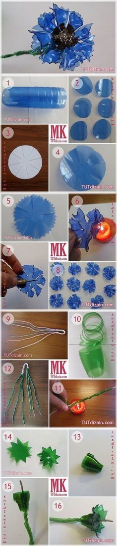 the instructions for making paper flowers are shown in several different ways, including one being cut out