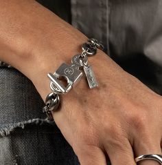 "This  chunky anchor chain bracelet is crafted from stainless steel and has such a bold look to it. The anchor link chains have been fashionable for many years and will continue to be making this a sought-after style.. The bracelet is adjustable with extension chain but knowing your approx. wrist size helps me create it to fit you perfectly! Message me for larger. Wrist size: Small 5.5\"-6.5\" / 14CM-16.51 Medium 6.5\"-7.5\" / 16.51CM-19.05CM Large 7.5\"-8.5\" / 19.05CM-21.59 Details The chain is made from stainless steel and the pendant is made from zamak - a metal dipped in sterling silver leaving an antique silver finish.  Stainless Steel Anchor Chain 14.4x11.6x4mm Has two closures so it is easy to put on/off. Adjustable with extension chain Hypo Allergenic, Resists Tarnishing The item Funky Bracelet, Statement Cuff Bracelet, Locket Bracelet, Anchor Chain, The Anchor, Steel Chain, Stainless Steel Chain, Chain Link Bracelet, Bracelet Sizes