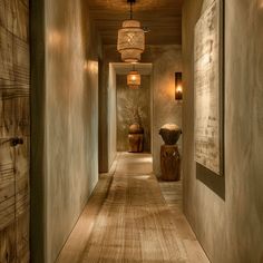 A welcoming, earthy hallway that seamlessly incorporates natural elements, textures, and colors to create a serene, grounding space1 Earthy Hallway, Earthy Interior, Rustic Hallway, The Beauty Of Nature, Open Arms, Stone Sculpture, Pendant Lights, Woven Rug, Nature Inspired