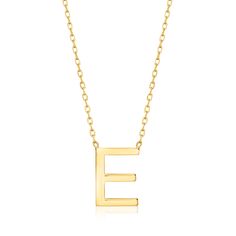 Ross-Simons - S - Italian 14kt Yellow Gold Initial Necklace. 16". RS Pure. Modern designs that complete your outfit and complement your personality. Our dainty 14kt yellow gold initial necklace is just the statement to set your style apart! Features the letter "S" stationed on a simple cable chain with a 2" extender. Made in Italy. Springring clasp, 14kt yellow gold initial necklace. Gold Initial Necklace, Initial Necklace Gold, Gold Initial, Letter B, Initial Necklace, Cable Chain, Initials, Modern Design, Fine Jewelry