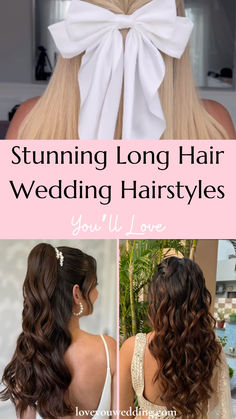 Elevate your bridal look with these stunning long hair wedding hairstyles! From romantic curls and elegant updos to chic braids and timeless waves, this collection has something for every bride. Perfect for showcasing your long locks, these styles are versatile and beautiful, complementing any wedding theme. Click now to explore gorgeous wedding hairstyle ideas for long hair and find the perfect look for your big day! Hair Wedding Styles, Long Hair Wedding Hairstyles, Hairstyle Ideas For Long Hair, Long Hair Wedding, Half Up Curls, Braided Waves, Ideas For Long Hair, Wedding Hairstyle Ideas