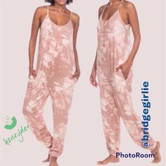 Honeydew One Piece Pink Tie Dye Jumpsuit Easy Fit Side Pockets Adjustable Straps Flattering Scoop Neckline Functional Buttons 95% Rayon/ 5% Spandex Casual Pink Jumpsuits And Rompers For Lounging, Casual Bodysuit For Relaxation, Relaxed Fit Bodysuit For Spring Loungewear, Summer Loungewear Overall Bodysuit, Pink Relaxed Fit Jumpsuit For Loungewear, Casual Spring Sleep Jumpsuits And Rompers, Lounge Jumpsuit, Leopard Print Jumpsuit, Tie Waist Jumpsuit