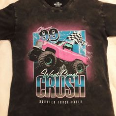 Hollister Graphic Tee, West Coast Monster Truck Rally Edition. Never Worn, Size Xs In Women, But Fits A Little Oversized, More Like A Loose Fit Small. Monster Truck Rally, Hollister Tops, Monster Truck, West Coast, Hollister, Graphic Tee, Monster Trucks, Graphic T Shirt, Colorful Shirts