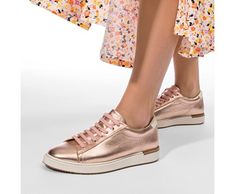 Sabine Sneaker, Rose Gold Leather Hush Puppies Sneakers Women, Comfortable Beige Slip-on Sneakers With Textured Sole, Comfortable Shoes For Men, Cream Low-top Platform Sneakers With Perforated Toe Box, Suede Slip-on Sneakers With Perforated Toe Box, Hush Puppies Shoes, Comfortable Mens Shoes, Snake Leather, Calf Hair