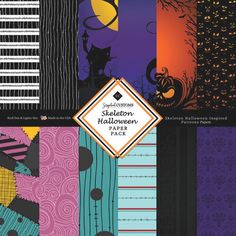 halloween paper pack with black cats and pumpkins on it, including an assortment of different patterns