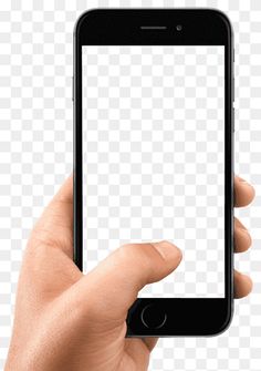 a hand holding a smart phone with a white screen on the top and bottom corner