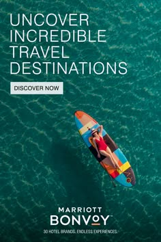 a person in a kayak floating on the water with text that reads, undercover incredible travel destinations