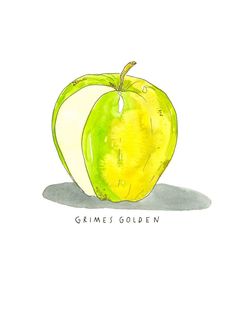 a drawing of an apple with the words grime's golden on it