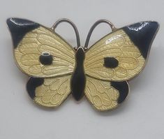 Vintage Volmer Bahner sterling silver 925 enamel yellow block spot BUTTERFLY pin | eBay Yellow Enamel Brooches For Gifts, Thrift Shop Finds, Butterfly Pin, Thrift Shop, Butterfly Jewelry, Vintage Butterfly, Vintage Sterling Silver, Silver 925, Brooch Pin