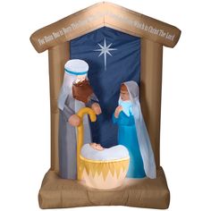 an inflatable nativity scene with the birth of jesus