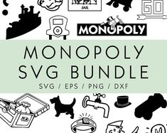 the monopoly svg bundle is shown in black and white