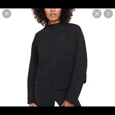 Womens Nike Black Sweater Brand New With Tags Excellent Condition Zipper On The Sleeve For Adjustability Nike Black Sports Sweatshirt, Nike Sweatshirts Bkack, Sweaters Nike, Cropped Zip Up Hoodie, Nike Sweaters, Cowl Neck Hoodie, Nike Pullover, Cropped Zip Up, Cowl Neck Sweatshirt