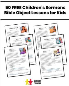 the children's bible lesson for kids is shown in four different styles and sizes