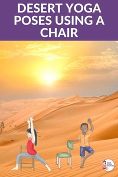 a book cover showing two people doing yoga in the desert, with one person sitting on a chair