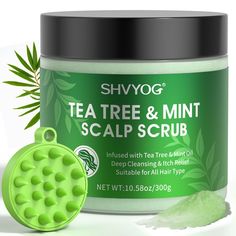 PRICES MAY VARY. 【TEA TREE SCALP SCRUB】This 2-in-1 tea tree scalp scrub is designed specifically to gently exfoliate the scalp and reduces dandruff,relieve itch, making sure the scalp stays clean and flake free. Leaving scalp refresh and hair nourished 【POWERFUL FORMULA】This scalp exfoliator scrub has effective formula with tea tree essential oil, coconut oil, apple cider vinegar, peppermint oil, sea salt, helping your overall hair health, ease itchiness, reduce oil and dandruff effectively 【ITC Scalp Exfoliator, Scalp Cleanse, Scalp Moisturizer, Exfoliate Scalp, Clean Scalp, Hair Scrub, Natural Tea, Mint Oil, Scalp Massager