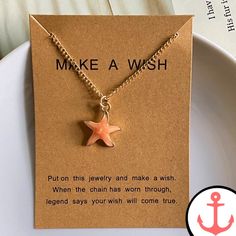 Make a Wish Upon the Wishing Starfish Necklace Dive into the enchanting world of the sea with our mesmerizing Wishing Starfish Necklace. Designed for passionate lovers of the ocean, this exquisite piece of jewelry captures the essence of the marine world in a breathtaking way. The Wishing Starfish Necklace is part of our Starfish necklace collection, where you can explore other nautical-themed necklaces that celebrate the beauty of the sea. From intricate marine animal designs to symbolic nautic Elegant Starfish Charm Necklace For Beach, Ocean-inspired Star Charm Jewelry For Beach, Gold Starfish Clavicle Chain Necklace, Ocean-inspired Beach Jewelry With Star Charm, Handmade Starfish Shell Necklace In Ocean Style, Handmade Starfish Shell Necklace, Ocean-inspired Style, Beach Star Charm Necklace Ocean-inspired, Beach Ocean-inspired Star Charm Necklace, Beach-style Ocean-inspired Charm Necklace With Star