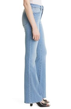 These '70s-inspired high-waist jeans are cut from super-stretchy denim with a skinny fit through the hips and thighs before flaring out at the knees. Heavy fading and whiskering lend an authentic throwback look. Style Name:Frame Le High Waist Flare Jeans (Hidalgo). Style Number: 6063632. High Waist Flare Jeans, 70s Inspired, Waist Jeans, Nordstrom Store, High Waist Jeans, Bell Bottom Jeans, Flare Jeans, Clothing Items, Jeans Size