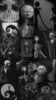 black and white images of halloween characters