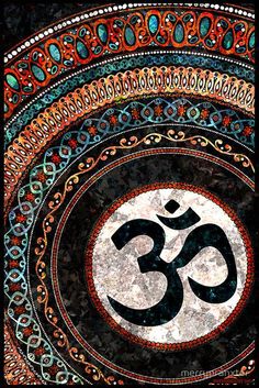 an om shan symbol on a black and red background poster by corbi designs