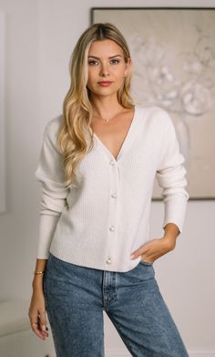 Valentina Luxe Cashmere Cardigan - 100% Luxury Cashmere | Ravella Elegant V-neck Fine Knit Cardigan, Classic V-neck Fine Knit Cardigan, Elegant Fine Knit V-neck Sweater For Spring, Elegant Soft Knit V-neck Sweater For Fall, Classic V-neck Sweater For Spring Layering, Elegant Long Sleeve Fine Knit V-neck Sweater, Classic Fine Knit Spring Cardigan, Chic Fine Knit Button-up Cardigan, Chic Button-up Fine Knit Cardigan