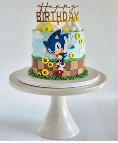 a sonic the hedgehog themed birthday cake