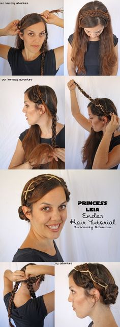 the instructions for how to do an easy braided up hairstyle with hair extensions