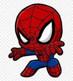 a cartoon spider - man with his arms out and eyes wide open, sitting in front of a yellow background