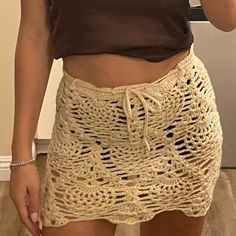 100% Handmade By Me Feel Free To Make An Offer! Casual Crochet Beach Skirt, Casual Crochet Skirt For Beach, Summer Crochet Skirt In Beige, Beige Crochet Skirt For Summer, Summer Beige Crochet Skirt, Spring Crochet Mini Skirt, Spring Mini Skirt With Crochet Details, Casual Fitted Crochet Skirt, Skirts Crochet