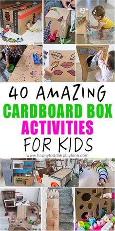 cardboard box activities for kids that are fun and easy to do with the child's hands