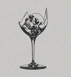 Wine Glass Tattoo, Wine Tattoo, Grunge Tattoo, Dark Art Tattoo, Cool Small Tattoos, Line Art Tattoos