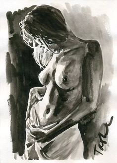 a black and white drawing of a woman's head with her hand on her chest