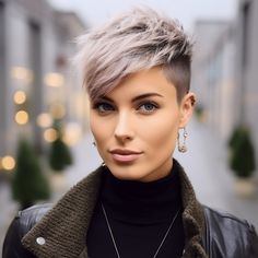 Short Pixie Undercut Hair, Cropped Womens Hair, Very Short Woman Haircut, Asymetrical Haircut Short Edgy, Short Hair Asymmetrical Pixie, Short Pixie Haircuts Shaved Sides, Edgy Pixie Haircuts Fine Hair, Pixie Hairstyles With Shaved Sides, Short Hairstyles With Side Part