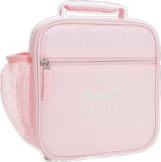 Trendy Rectangular School Lunch Bag, Cute Portable Lunch Bag, Pink Rectangular Lunch Bag For Daycare, Pink Portable Lunch Bag For School, Rectangular Portable Lunch Bag For Back To School, Trendy Pink Lunch Bag For School, Portable Rectangular Lunch Bag For Back To School, Portable Rectangular Lunch Box, Functional Pink Lunch Bag For Back To School