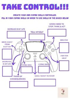 Coping Skills Video Game Controller Video Game Activities For Kids, Counseling Kids, Therapy Games, Group Therapy