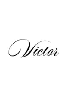 the word victory is written in cursive writing on a white background with black ink