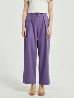 Discover Your New Wardrobe Essential Embrace effortless style and comfort with our Chic Purple High-Waist Wide Leg Trousers for Women. Designed for the modern woman who appreciates both fashion and function, these trousers are a must-have for your wardrobe. Whether you're stepping out for a casual day or dressing up for a night out, these trousers offer versatility and chic appeal. Exceptional Features Season Versatility: Ideal for Spring, Autumn, and Summer, adapting seamlessly to various climates and occasions. Comfortable High Waist Design: The high waist style not only flatters your figure but also ensures comfort all day long. Quality Fabric: Made with premium cotton broadcloth, these trousers promise both durability and breathability. Vintage Charm: The vintage-inspired design adds a Purple Baggy Straight Leg Pants, Versatile High-waisted Wide Leg Cotton Pants, Versatile High-waisted Cotton Wide Leg Pants, Versatile Cotton Wide Leg Pants For Business Casual, Baggy Solid Bottoms For Workwear, Baggy Purple Pants For Spring, Spring Versatile Relaxed Fit Dress Pants, Versatile Cotton Wide-leg Pants, Trendy Solid Color Trousers