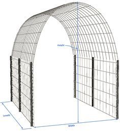 an image of a wire fence with measurements for it to be built into the side