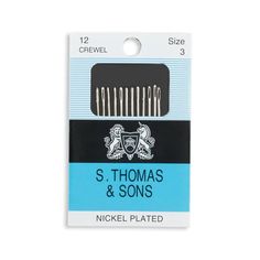 the st thomas and sons needles are packaged in a package